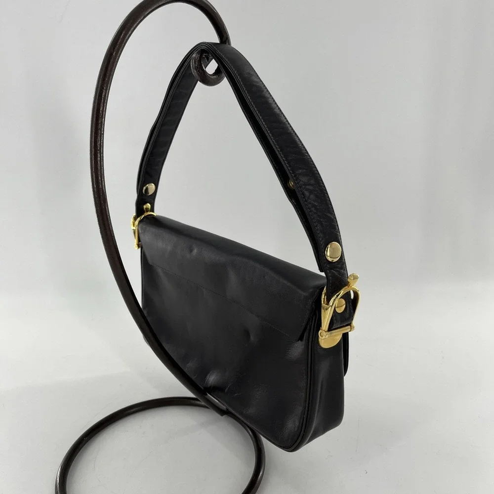 Vintage MCM Susan Gail Leather Shoulder Bag Rare Gold Spur Accents Quiet Luxury - Picture 6 of 16